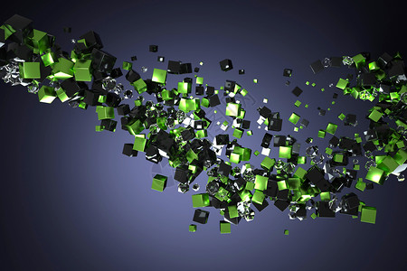 抽象绿色方块3d科技商务粒子背景设计图片