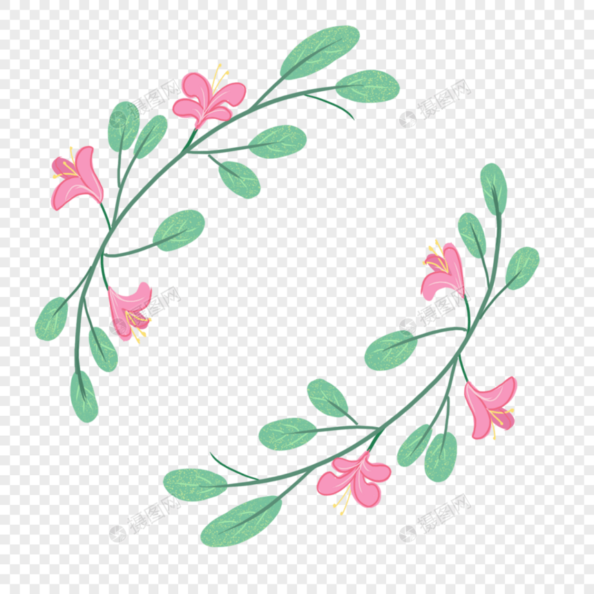 手绘树叶花朵装饰边框图片