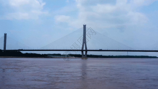 济南黄河大桥航拍黄河GIF高清图片