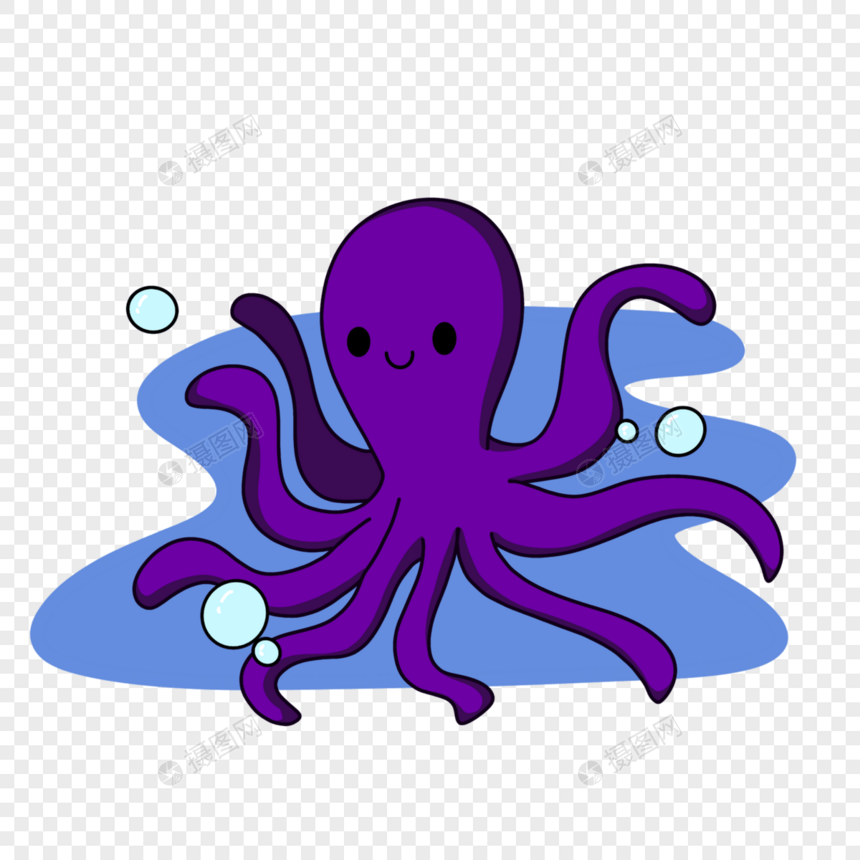 卡通紫色章鱼图片