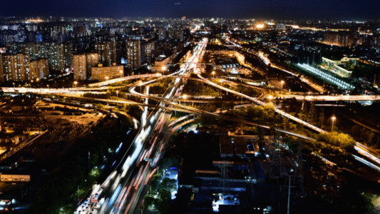 高架公路桥北京四惠桥夜晚延时GIF高清图片