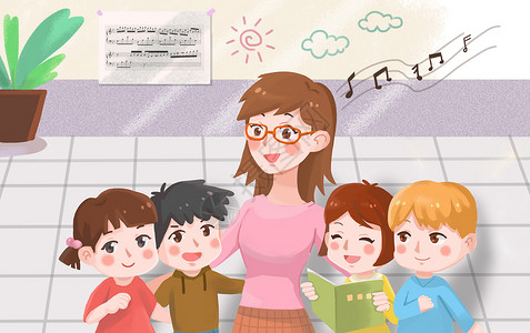 小学音乐学校教育音乐课插画