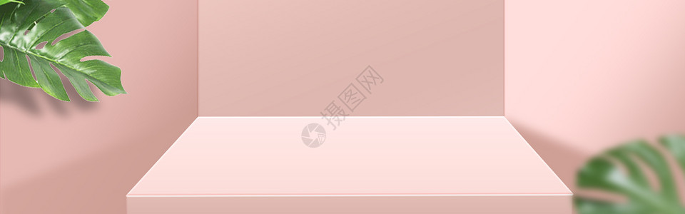 粉色背景粉色展台化妆品高清图片