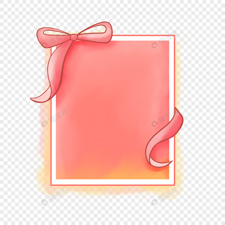 粉色蝴蝶结飘带边框图片