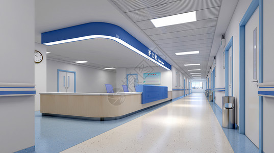 教学楼走廊3d医疗医院海报背景设计图片
