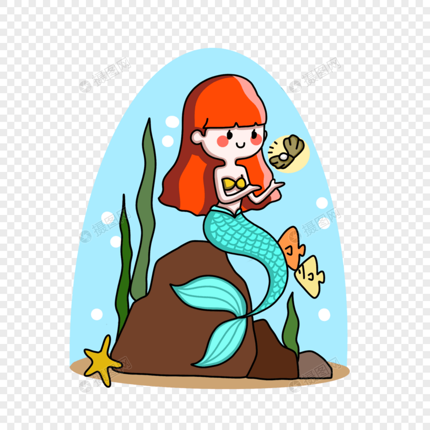 卡通美人鱼海底图片