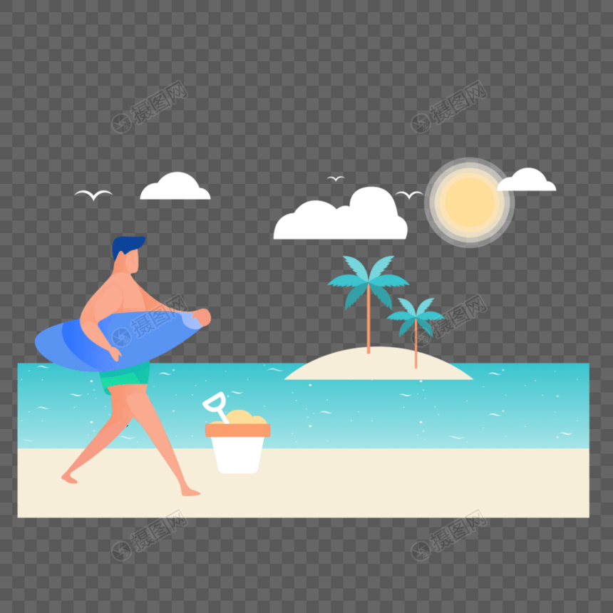 海边玩耍水上滑板图标免抠矢量插画素材图片