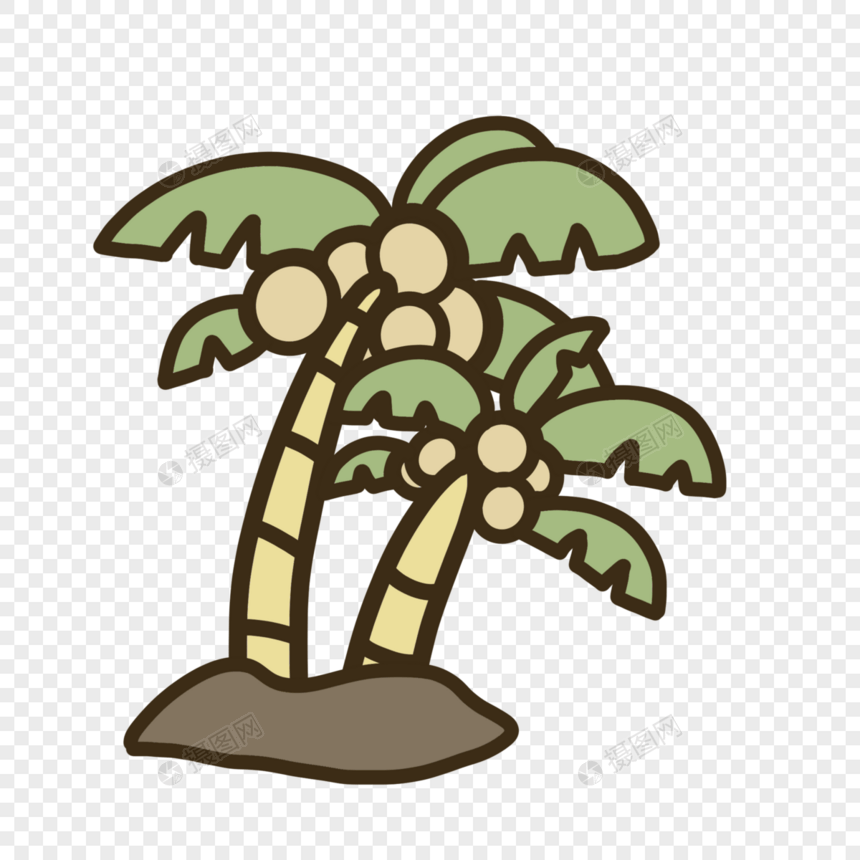 卡通椰树小岛图片