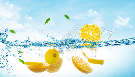 冰镇柠檬清凉夏日设计图片
