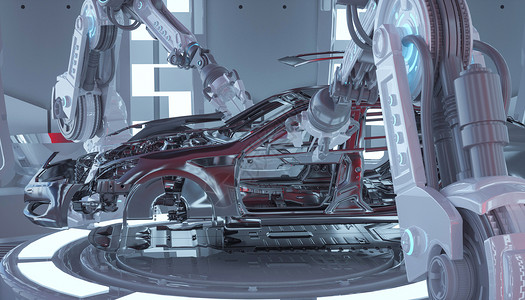 全自动生产线3d汽车生产线场景设计图片