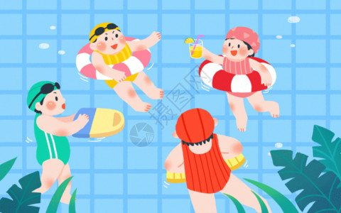 夏季游泳女性夏日gif高清图片