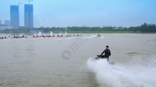 海上摩托艇实拍水上体育运动表演GIF高清图片