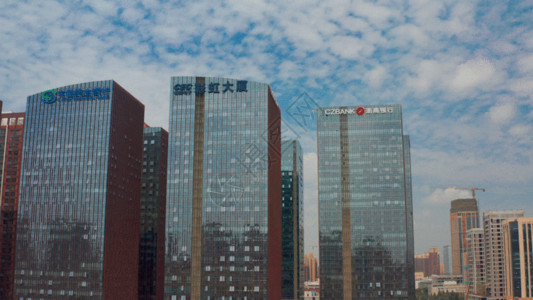恒丰银行都市写字楼航拍GIF高清图片