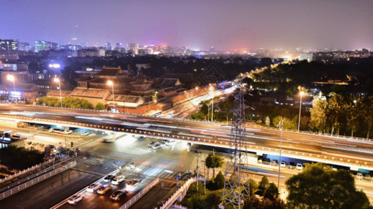 灯光夜景北京雍和宫之夜景延时摄影GIF高清图片