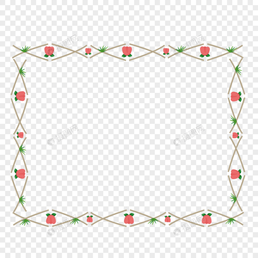 卡通手绘花枝边框图片