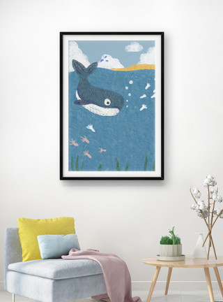 海洋抽象素材海洋动物装饰画模板
