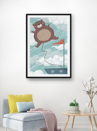 熊科动物一种可爱卡通动物装饰画模板