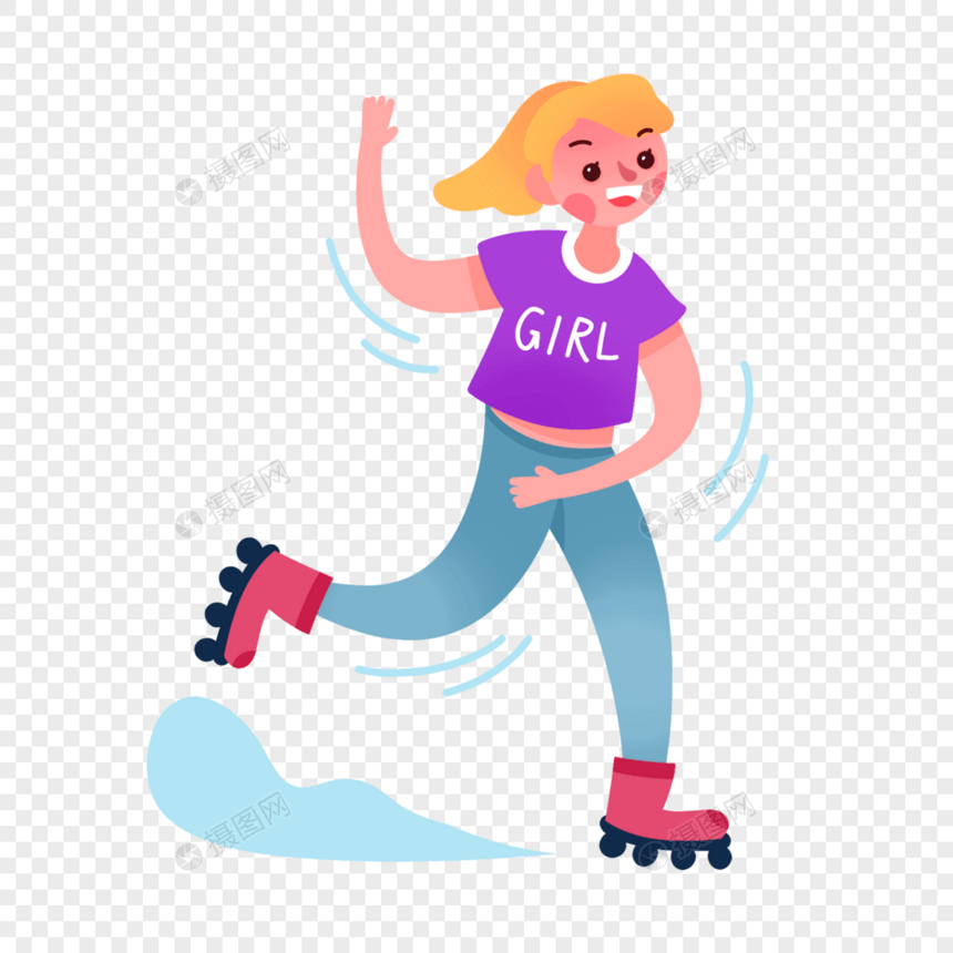 滑轮滑女孩图片