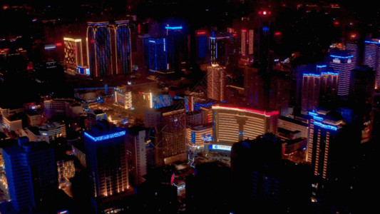 霓虹灯街道都市夜景航拍GIF高清图片