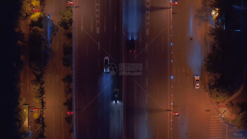 城市夜景交通航拍GIF图片