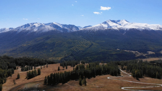 航拍天空素材森林雪山GIF高清图片