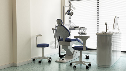 电动牙科椅3d医疗牙科场景设计图片