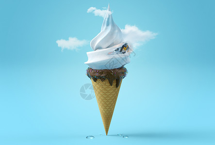 戴帽子冰淇淋创意夏天设计图片