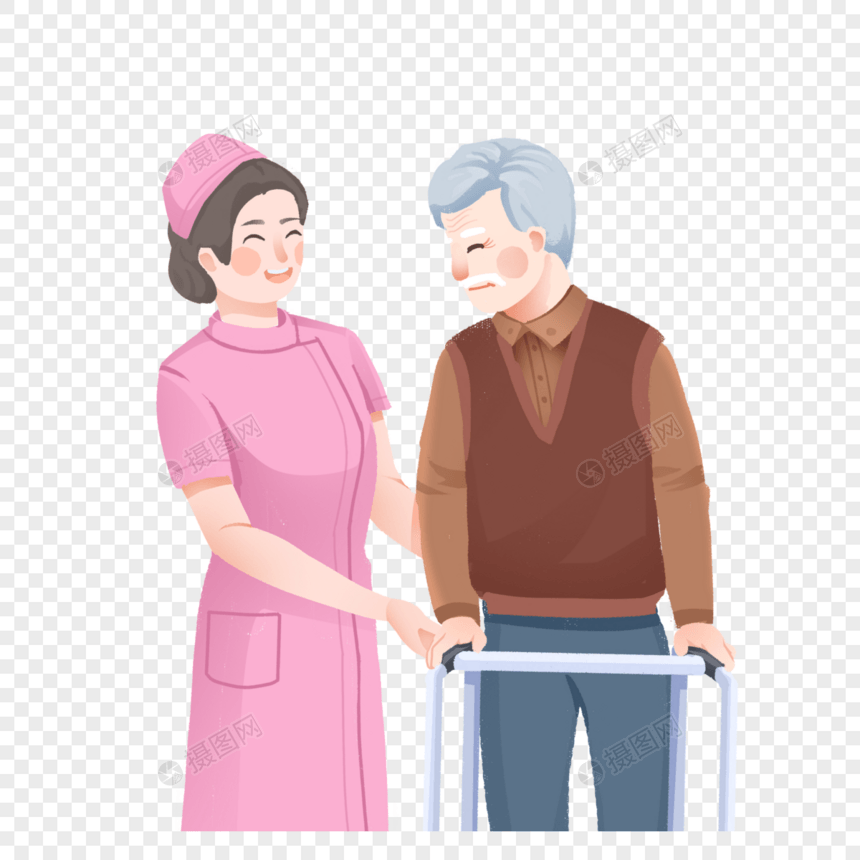 照顾老人的护士图片