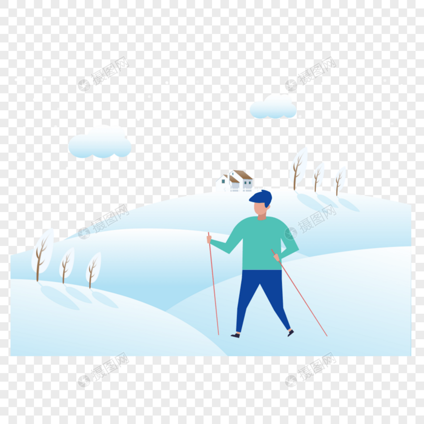 雪地徒步图标免抠矢量插画素材图片