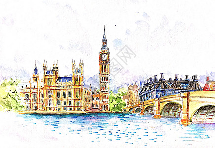 伦敦手绘艺术都市插画