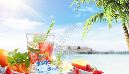 冰块冷饮夏季背景设计图片