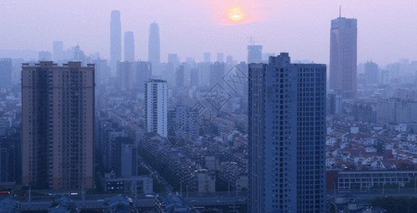 黎明还是黄昏城市日落GIF高清图片