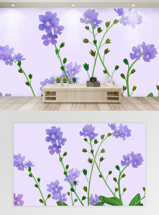 紫色背景墙紫色花卉植物背景墙模板