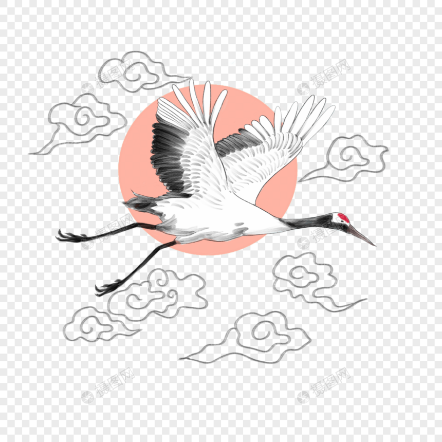 中国风水墨白鹤图片