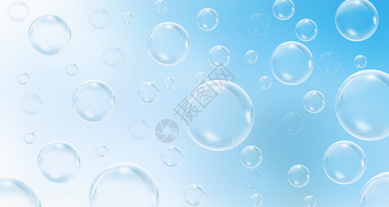 蓝色气泡水泡清新气泡背景设计图片