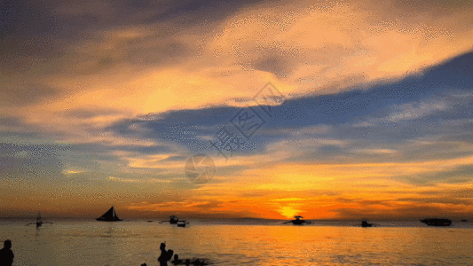 海滩夕阳GIF图片