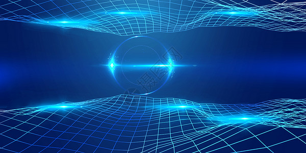 蓝色网状商务线条空间感科技背景设计图片