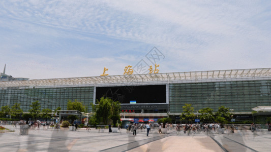 上海文化广场上海火车站延时GIF高清图片