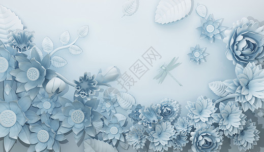 蓝色蝴蝶素材小清新花语浮雕设计图片