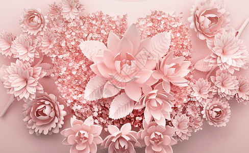 粉色花语浮雕背景图片