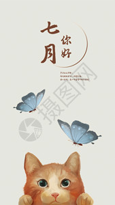 可爱蝴蝶七月GIF海报动图高清图片