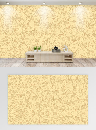 植物花纹现代金色花纹背景墙模板