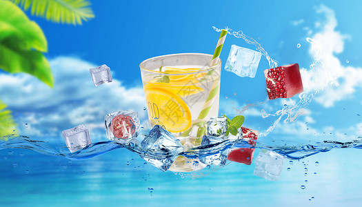 夏日冰凉冷饮夏季果汁饮料背景设计图片