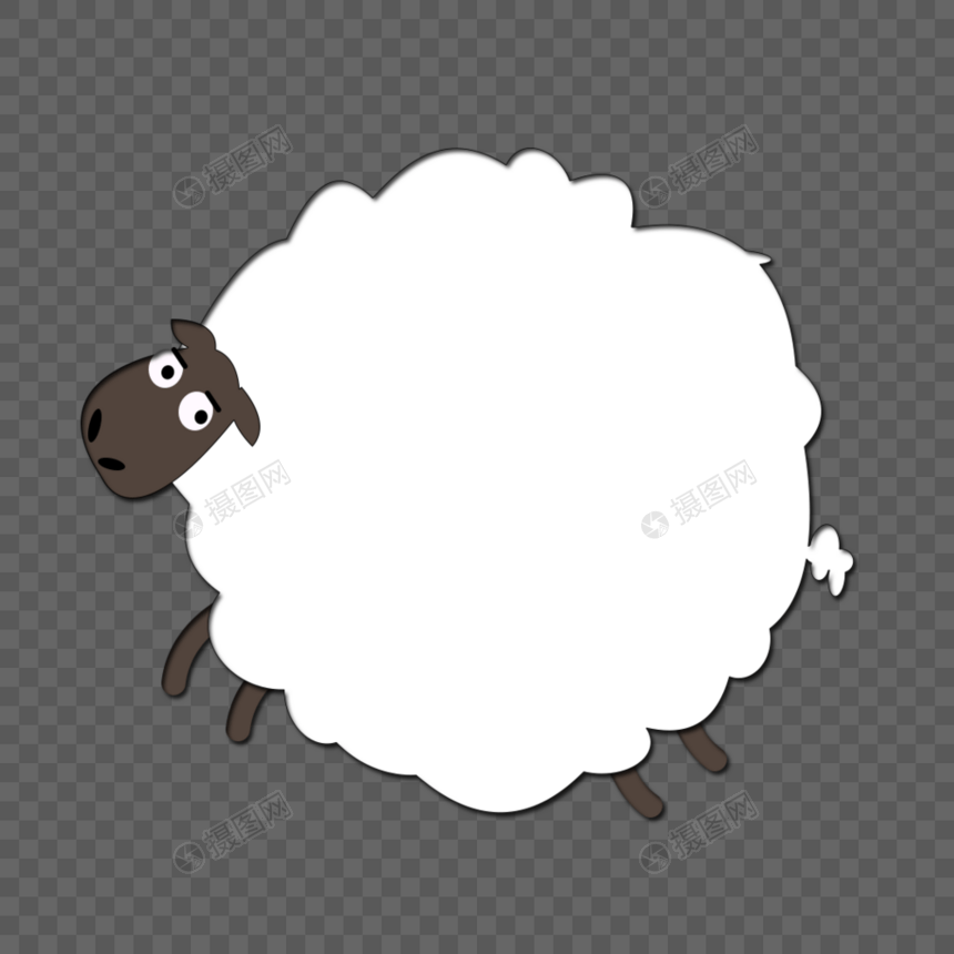 绵羊可爱动物边框白色边框图片