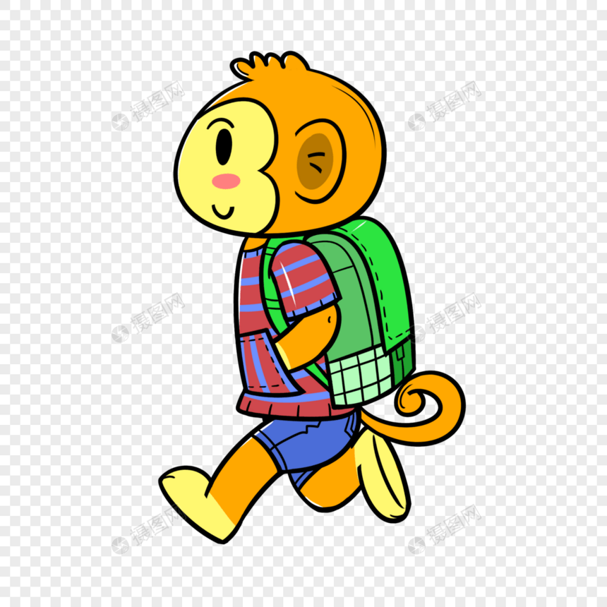开学季小猴子去上学图片