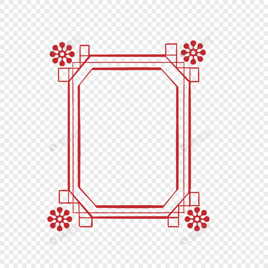 方形红色花朵边框图片
