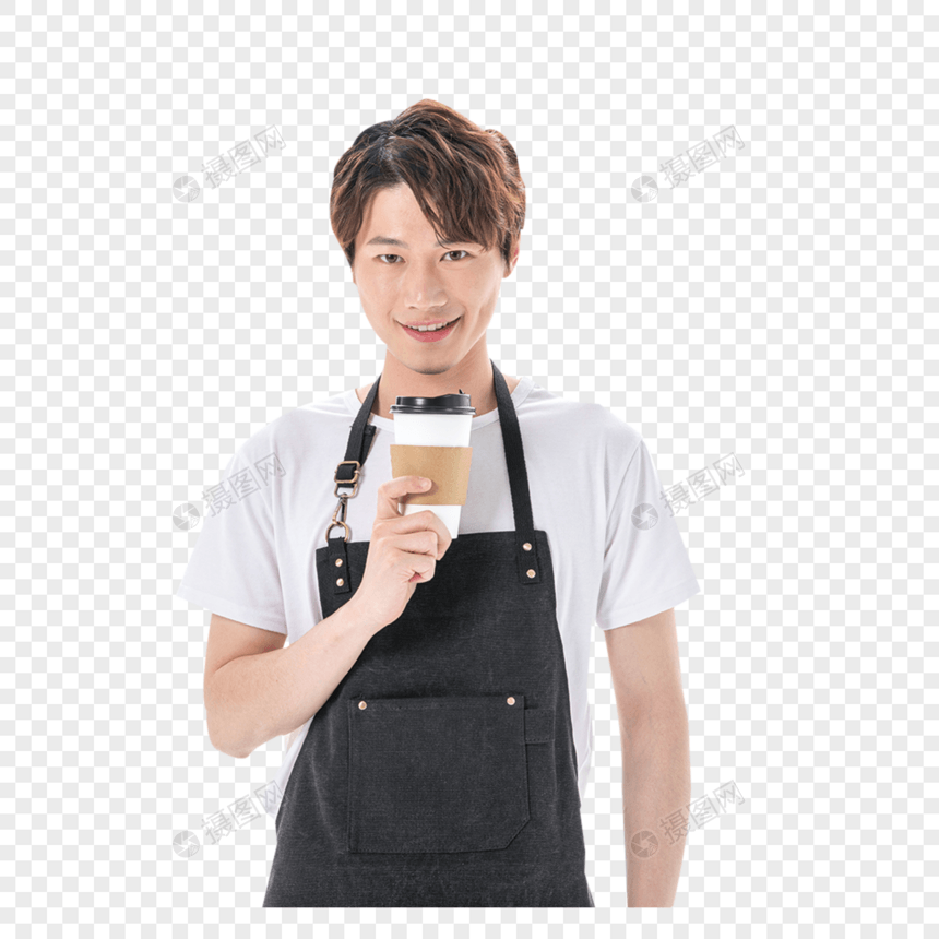 咖啡师拿着咖啡杯图片