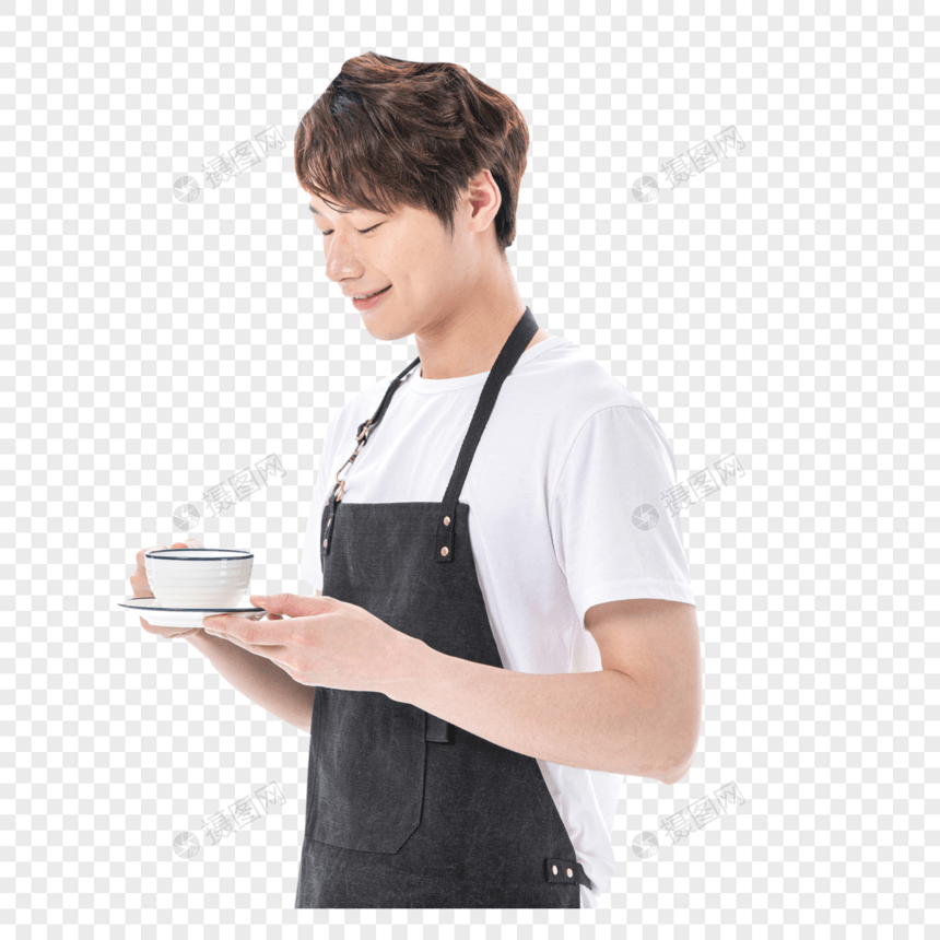 咖啡师拿着咖啡杯图片