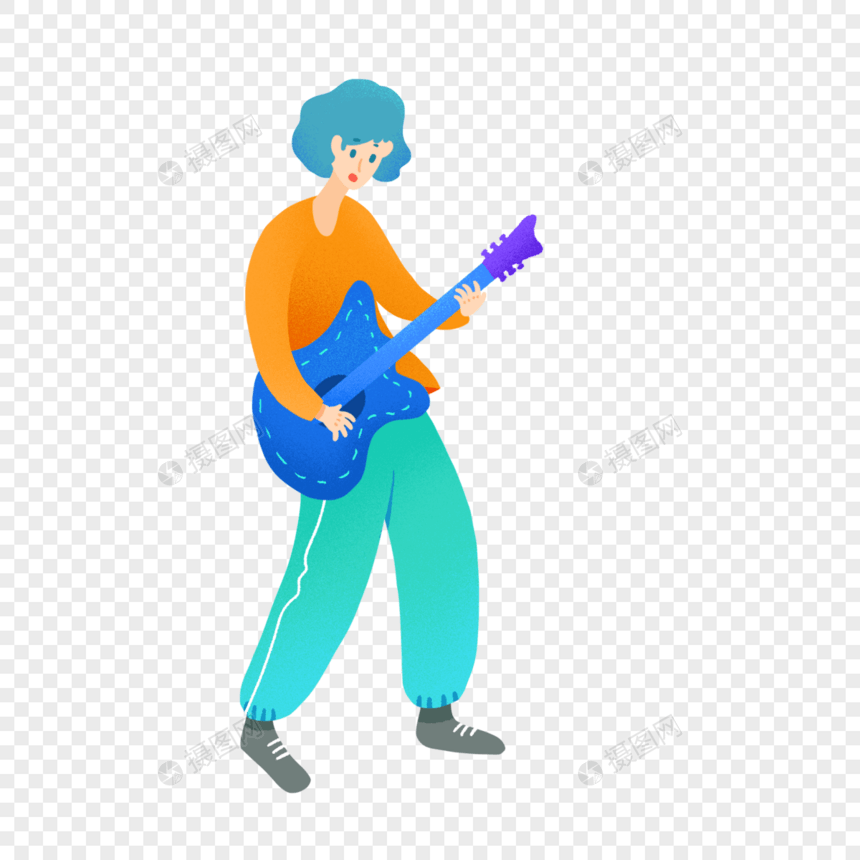 玩乐队摇滚弹奏吉他的青年图片