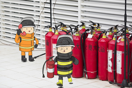 灭火设备消防员创意摄影插画插画